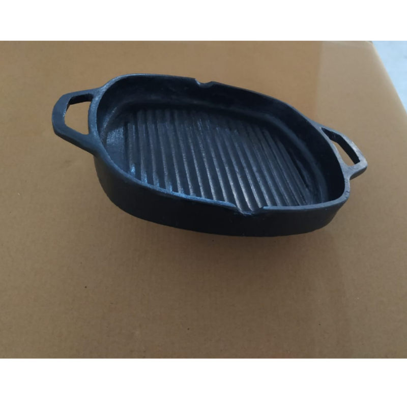 70's kitchen Cast Iron grill pan double handle