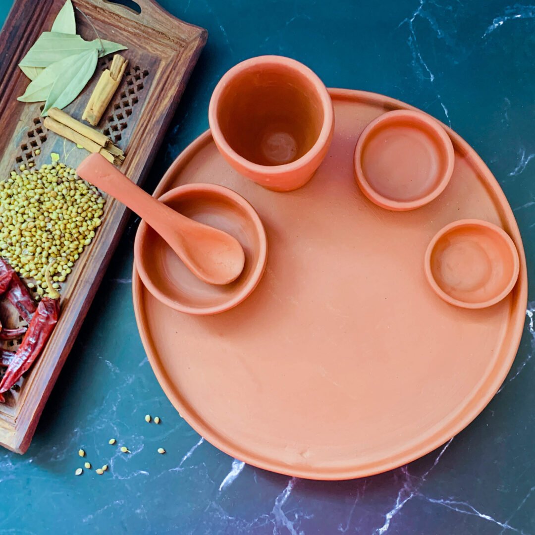Clay Thali Set13inch https//70skitchen.in/